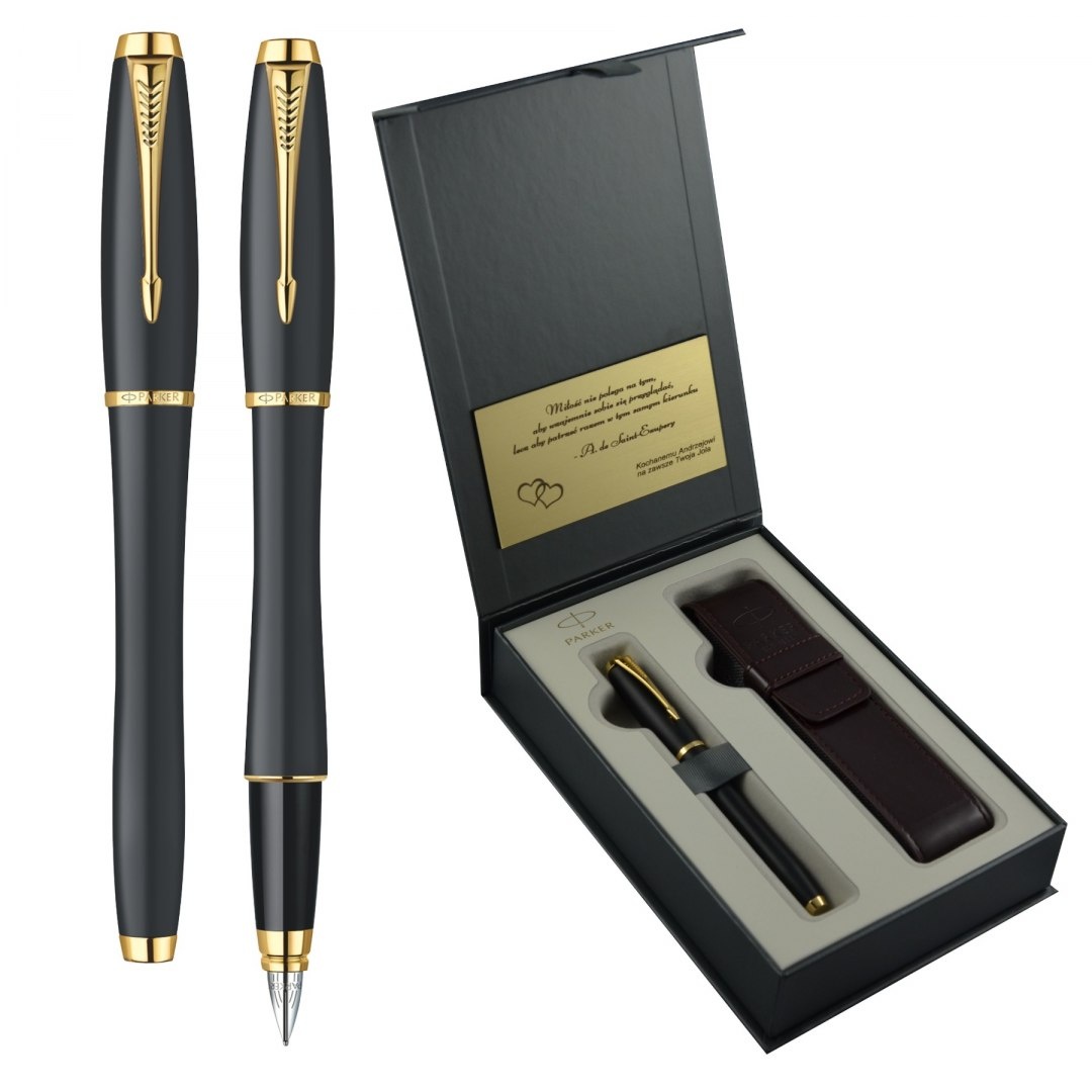 Zestaw Parker Pióro Urban czarny 23k etui grawer Zestaw Parker Pióro Urban czarny 23k etui grawer