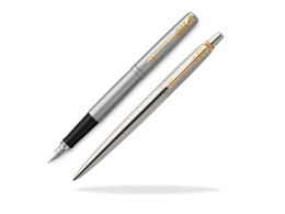 Jotter Stalowy GT Pióro wieczne i długopis w etui Premium z tabliczką