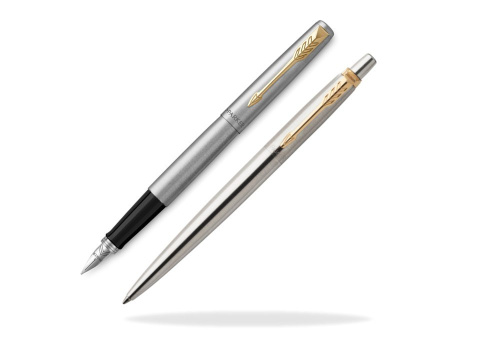 Jotter Stalowy GT Pióro wieczne i długopis w etui Premium z tabliczką Jotter Stalowy GT Pióro wieczne i długopis w etui Premium z tabliczką