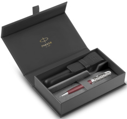 Długopis Parker Sonnet Premium Metal & Red etui Premium 2024 Skóra Naturalna