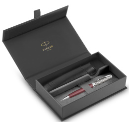 Długopis Parker Sonnet Premium Metal & Red etui Premium 2024 Skóra ekologiczna