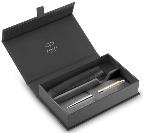 Zestaw długopis Parker Jotter Stalowy GT 23k złoto etui Premium Skóra Ekologiczna