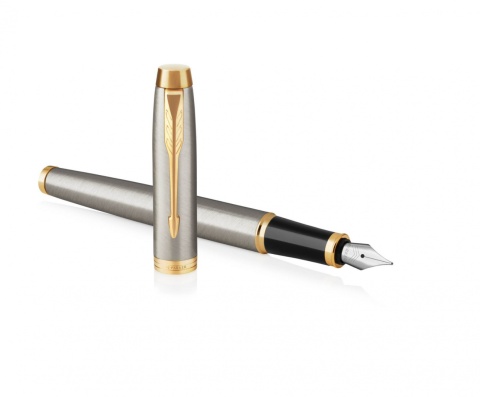 Pióro wieczne Parker IM Brushed Metal Stalowe GT etui Premium Skóra Naturalna Pióro wieczne Parker IM Brushed Metal Stalowe GT etui Premium Skóra Naturalna