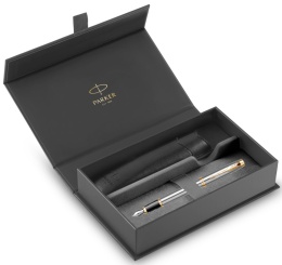 Pióro wieczne Parker IM Brushed Metal Stalowe GT etui Premium Skóra Ekologiczna