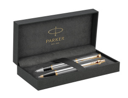 Parker IM Brushed GT Pióro kulkowe i długopis etui Premium z tabliczką dla Nauczyciela