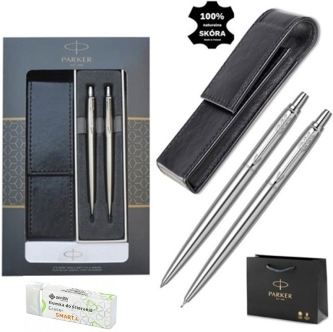 Zestaw Jotter Stalowy CT Długopis i ołówek z Etui skóra naturalna Zestaw Jotter Stalowy CT Długopis i ołówek z Etui skóra naturalna