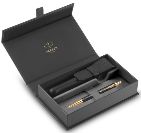 Długopis Parker IM Premium Czarny Black GT etui Premium skóra naturalna