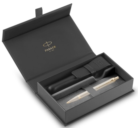 Długopis Parker IM Professionals Monochr Szampański etui Premium skóra naturalna