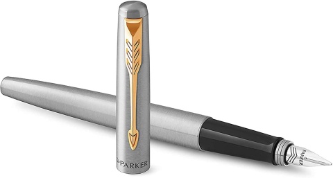 Pióro wieczne Parker Jotter Stalowy GT etui Premium skóra naturalna z tabliczką