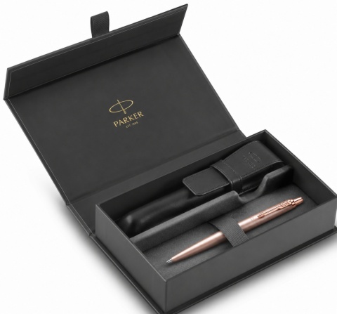 Długopis Parker Jotter XL Pink Gold różowe złoto etui skóra naturalna