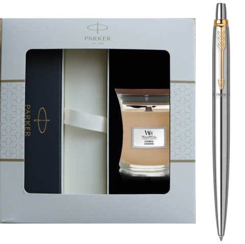 Długopis Parker Jotter Stainless Steel Stalowy GT zestaw ze świeczką Yankee Candle