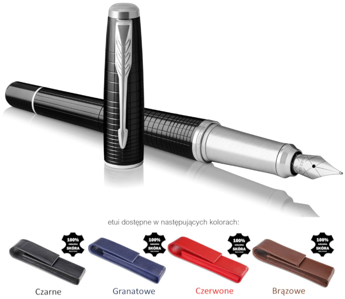 Pióro wieczne Parker Urban Premium Ebony CT z etui ze skóry Pióro wieczne Parker Urban Premium Ebony CT z etui ze skóry