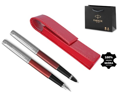 Pióro wieczne i Pióro kulkowe Jotter Czerwony Kensington Etui Skóra Pióro wieczne i Pióro kulkowe Jotter Czerwony Kensington Etui Skóra