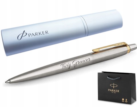 Długopis Parker Jotter Stal GT 23 złoto grawer etui Tuba Długopis Parker Jotter Stal GT 23 złoto grawer etui Tuba