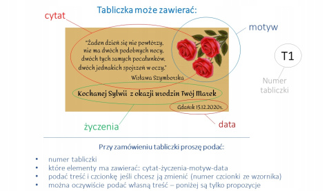 Tabliczka kolorowa z dedykacją Tabliczka kolorowa z dedykacją
