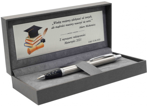 Zestaw długopis Parker IM Stalowy CT Box Premium z tabliczką