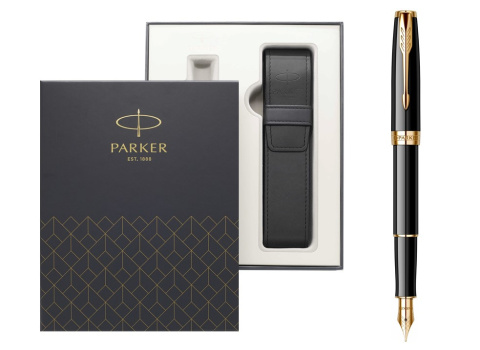 Zestaw pióro wieczne i długopis Parker Sonnet Czarna Laka GT Etui Exclusive i tabliczka Zestaw pióro wieczne i długopis Parker Sonnet Czarna Laka GT Etui Exclusive i tabliczka