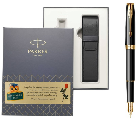 Zestaw pióro wieczne Parker Sonnet Czarna Laka GT Etui Exclusive i tabliczka na Komunię Świętą Zestaw pióro wieczne Parker Sonnet Czarna Laka GT Etui Exclusive i tabliczka na Komunię Świętą